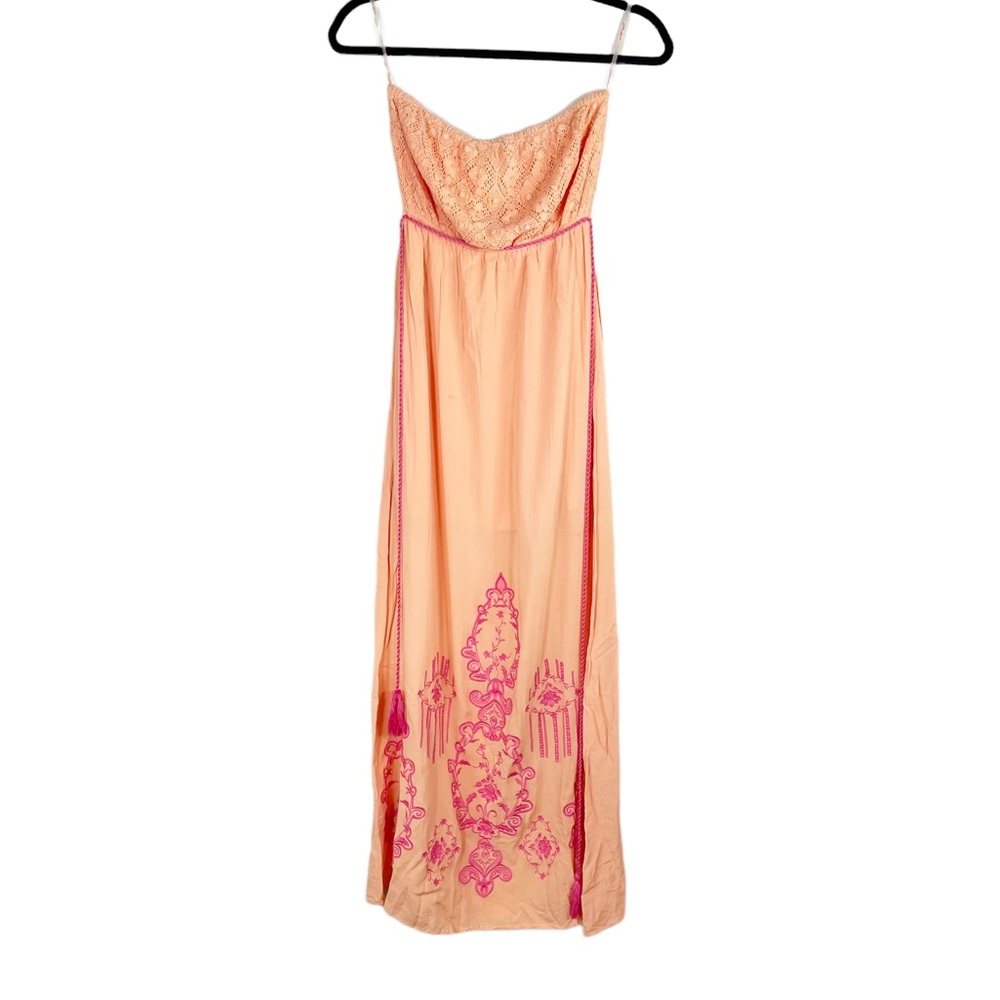 Flying Tomato Orange Strapless Boho Maxi Dress